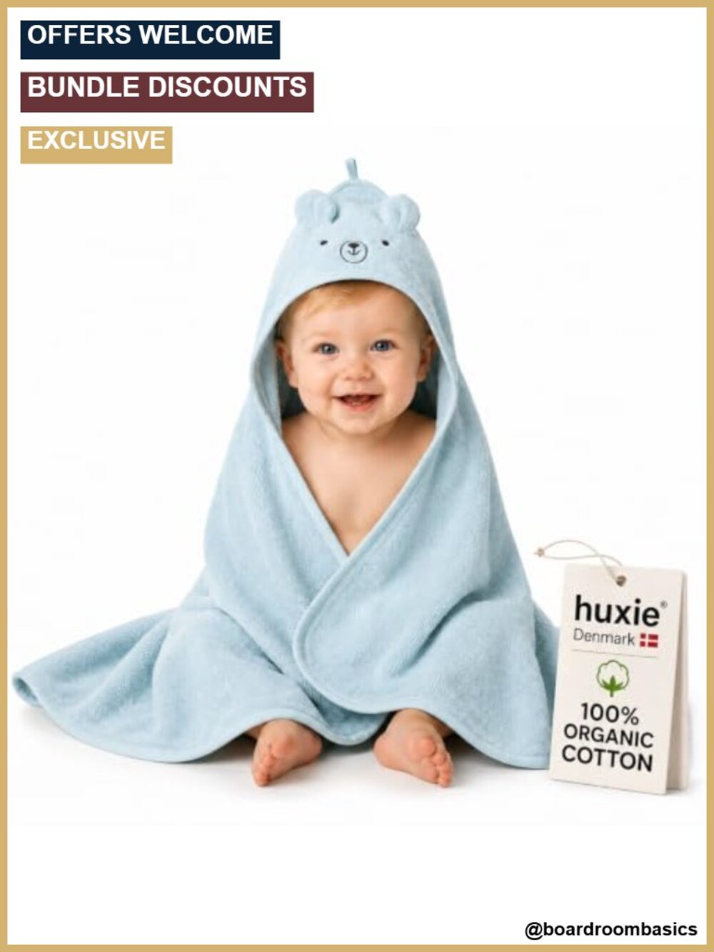 Hooded Baby Bath Towel 100% Organic Cotton Super-Soft 32x32